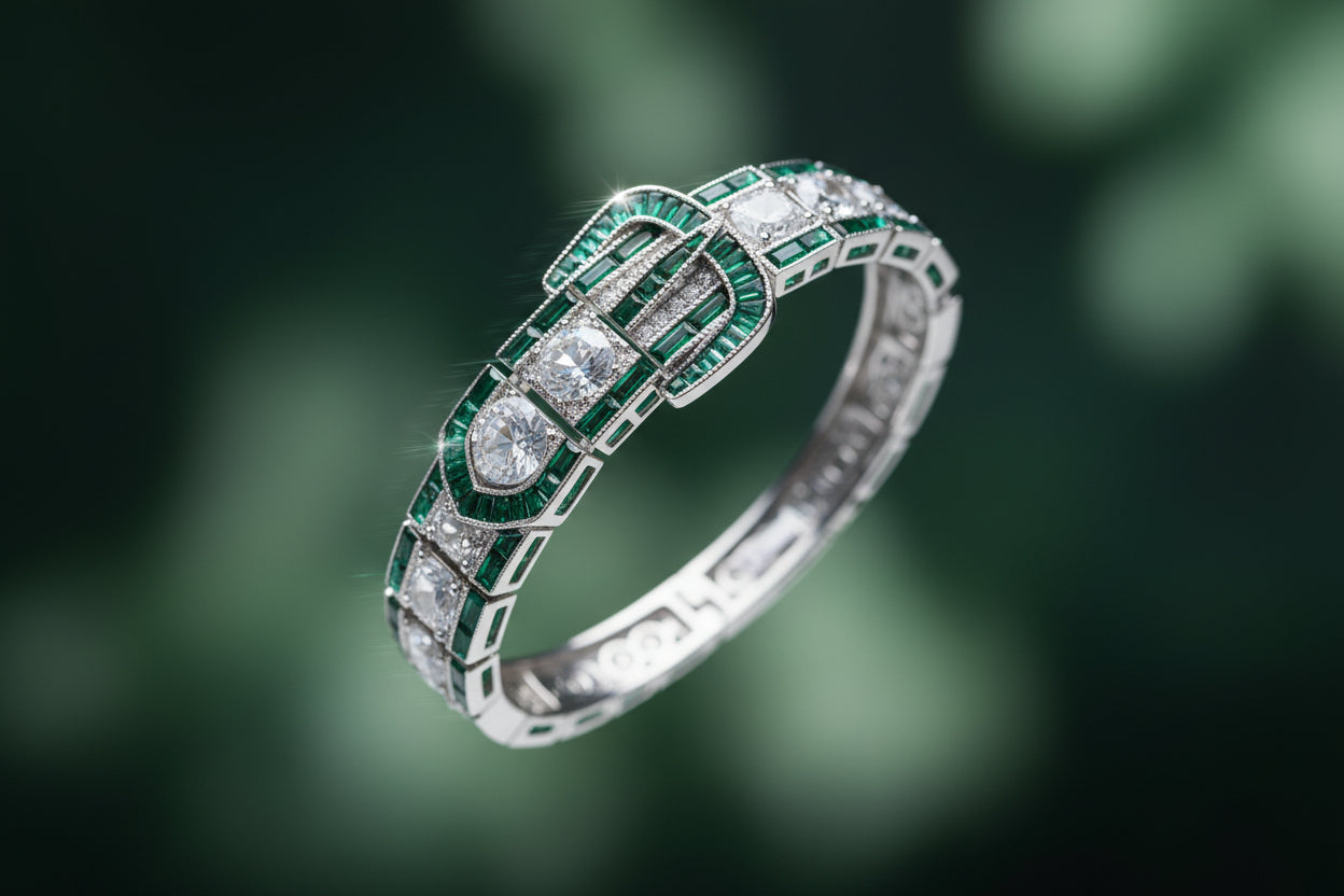 Art Deco bracelet, Bracelet on wrist with promotional  about Ligia's Treasures